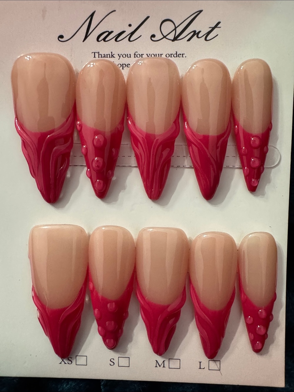 Raspberry Pink Textured French Press-On Nails
